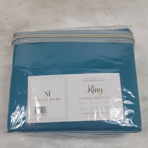 Sweet Home Turquoise 1800 Thread Count King 4 Piece Sheet Set